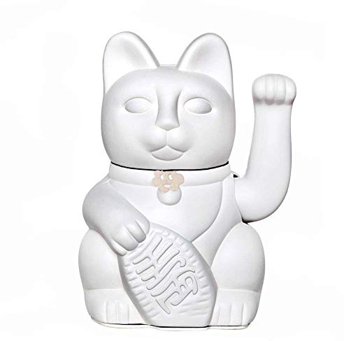 Gato de la Suerte chino - Lucky Cat - Maneki Neko. BLANCO, L (12x9x18cm)