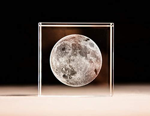 Mylifestyle 3D fermacarte (inciso a laser) in cristallo vetro cubo regali di compleanno (6,1 x 6,1 x 6,1 cm) Moon