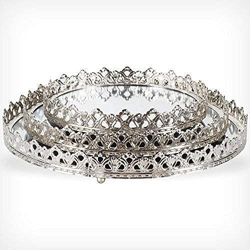 3er Set Spiegeltabletts Metall Eva Ø 20-26 - 29 cm Silber