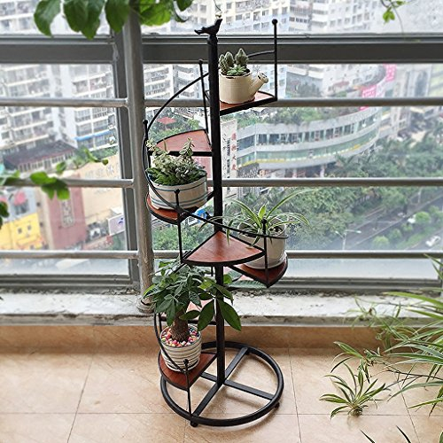 ZHEN GUO Escalera de Caracol de diseño en Negro Escaparate de Metal Unidad de estantería con 8 estantes (8 Niveles) en maceteros Decorativos Decoración de hogar y jardín (Tamaño : Medio)