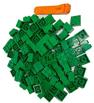 LEGO Classic 100 Stück 2x2 Steine (3003) mit Steinetrenner (grün)