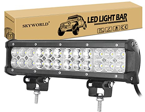 SKYWORLD 12 Zoll 72W Led Arbeitsscheinwerfer Bar, Lichtbalken Auto 30 cm | 12V 24V Spot Flood Offroad Beleuchtung Wasserdicht Arbeit Licht Bar für 4x4 SUV UTV ATV LKW KFZ Traktor, 6000K Weiß