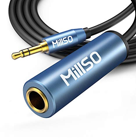 MillSO Audio 6,35mm Buchse auf 3,5mm Stecker 3 Polig Stereo Kopfhörer Adapterkabel 1/8 Zoll (3,5 mm) Stecker auf 1/4 Zoll (6,35 mm) Klinke Buchse Stereo Adapter für Kopfhörer und Lautsprecher - 5m