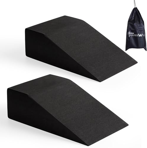 HarderWill 3 in 1 Yoga Schaumstoff Keilblöcke (Paar), Wadenhebeblock, Stretchband-Set, Wadendehner, Yoga-Handgelenkstütze, Balance, Liegestütze, Fitness, Pilates, Fersendehner, Kniebeugenkeil mit