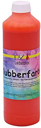 Ledacolor Blubberfarbe | Wasserfarbe zum aufblasen | ORANGE 500 ml | Einzigartige Effekt-Farbe für Kinder | Auswaschbar | Schadstofffrei [unbedenklich]