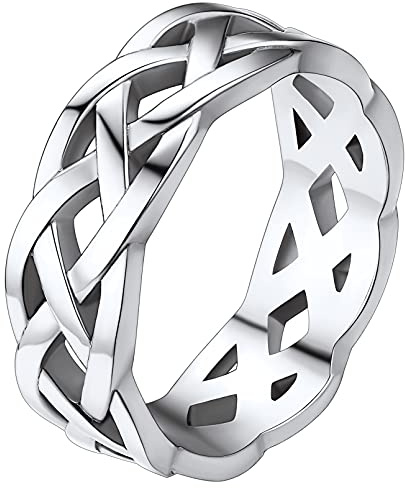 FaithHeart Silber Irischer Keltischer Knot Fingerring 7mm breit Bandring Celtic Knot Ring für Damen Mädchen