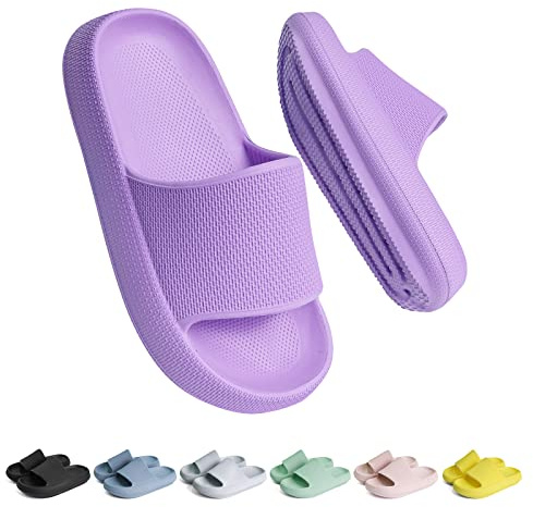 Buwege Unisex Kinder Badelatschen Jungen Mädchen Badeschlappen Cozy Slides Wolken Schlappen Original Eva Weiche Dicke Sohle rutschfeste Schwimmbad Strand Badeschuhe 29-37 EU