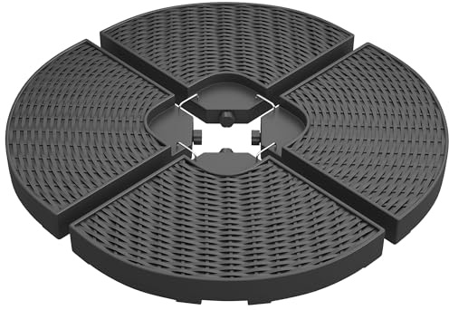 Outsunny Lot de 4 Dalles de Lestage pour Parasol 100L x 100l x 8H cm Noir | pour Parasol Déporté, HDPE Aspect Rotin