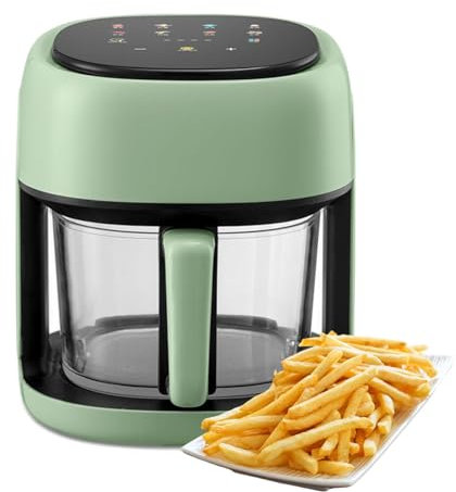 Air Fryer, 1350W 4.5L Visualized Airfryer, Healthy Cooking 85% Oil Less, 8-in-1 Low-Noise Airfryer That Roast, Bake, Broil, Dehydrate, Reheat (Color : Green, Size : 4.5L)