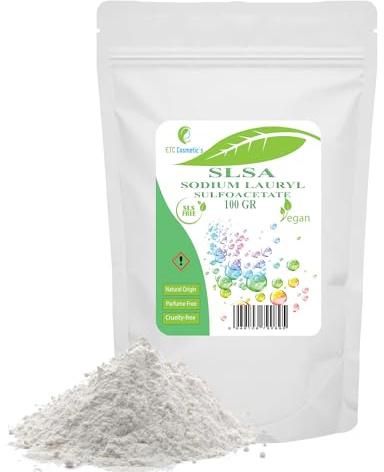 SLSA Tensid, 100gr | Natriumlaurylsulfoacetat | Seifenschaum-Badekugeln, Seifenblasen | Parfümfreies Tensid natürlichen Ursprungs