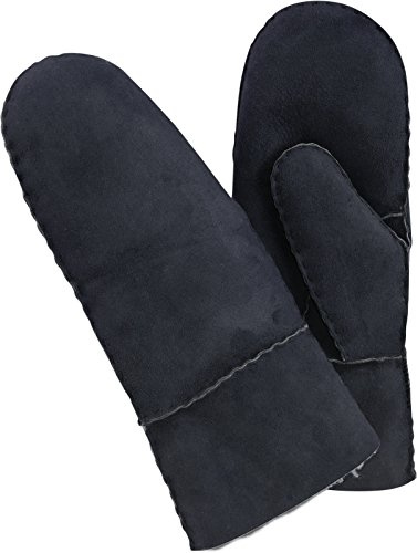 Harrys-Collection Damen Herren dicke Fäustlinge aus Lammfell in 4 Farben, Farben:schwarz, Handschuhgröße:10.5