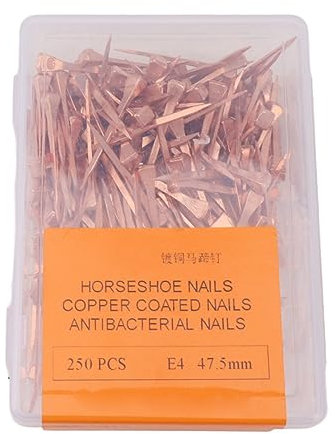 Tyenaza 250 Clavos De Herradura, Herramientas De Herradura Chapadas En Cobre, Clavos para Herradura para Entrenamiento De Caballos, Equitación Deportiva Ecuestre(47.5mm)