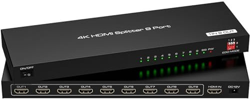 4K 60Hz HDMI Splitter 1x 9， Video Distributor Converter 1 In 9 Out Multi-screen Display Screen Share Support EDID resolution management function 1 PC to Several Monitor