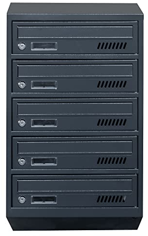 Mehrfamilienhaus 5er GDS Euro Anthrazit RAL 7016 Briefkastensysteme Briefkastenanlage Wandbriefkasten Postkasten