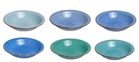 Studio Tavola Lot de 6 assiettes creuses Bleu océan Ø 21 cm