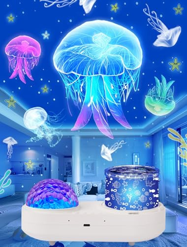 Proiettore di onde oceaniche luce notturna per camera da letto dei bambini - 10 colori con onde oceaniche + 6 film, timer di rotazione a 360 gradi, per bambini, bambine, compleanno, Natale, regali