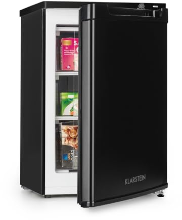 Klarstein Free Standing Freezer Fridge, Compact Mini Freezer for Bedrooms, Home & Office, 80L Table Top Freezer, Energy Efficient Upright Small Freezer UK with Drawer, Mini Ice Cube Maker & Scraper