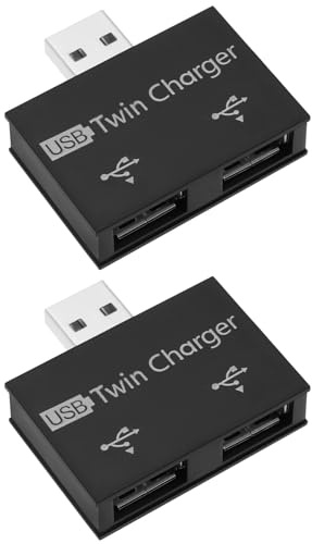ECSiNG 2 Adaptadores USB2.0 Hub USB2.0 Macho A 2 Puertos USB Adaptador Divisor 1 A 2 Hub Extensor de Carga USB Cargador Doble para Teléfono Móvil Portátil Negro