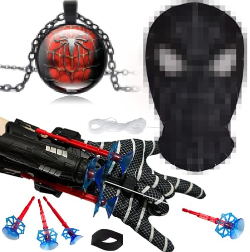 TKGEOUE Set di 1 Launcher Glove, Launcher Gloves e Maschera,Spiderm Launcher Glove,Guanti Launcher per Giochi, Spiderm Glove Launcher Set,Spiderm Web Launcher Toy