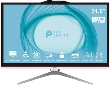 MSI PRO AP222T 13M-221DE All-in-One 54.6 cm (21.5) FHD Display, Intel Pentium G7400, 4GB RAM, 128GB SSD, Intel UHD