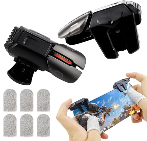 FERCAISH Game-Trigger mit Fingerhüllen, Mobiler Gamecontroller Empfindliche, Fingerschutz-Set Für Game-Trigger Mit Ios/Telefon (1 Paar Game-Trigger + 3 Paar Fingerhandschuhe)