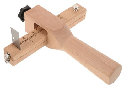 Anneome Lederbearbeitungswerkzeug Mit Hölzernem Griff Verstellbarer Lederriemenschneider Für Lederherstellung Lederriemenspalter Mit Klarem Skalenausweis Lederwerkzeuge Für Handwerk