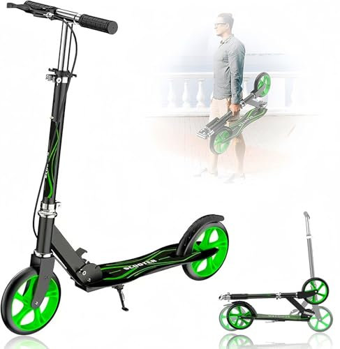 Cityroller Vuxna Scooter justerbar höjd, sparkcykel för vuxna, enkel manövrering aluminium hopfällbar stadsskoter med upp till 100 kg lastkapacitet A