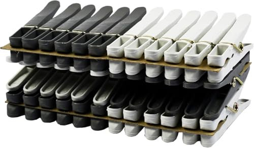 LAGUELLE – Juego de 36 pinzas para la ropa de plástico – 100% reciclables, fabricadas en Francia, resistentes a los rayos UV con pellizco suave que protege la ropa – negro, blanco