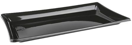 Monouso | 50 Bandejas Rectangulares de Plástico, 12x22cm, Color Negro, Bandejas Reutilizables, Platos para Aperitivos, Catering o Eventos, Restaurante y Hostelería