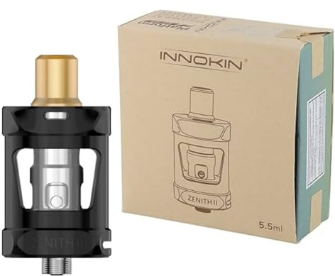 For Zenith II Tank In-nokin | 5,5 ML Ø26mm (Negro) Resistencia Z Coil 0,3Ω/0,8Ω MTL/RDL | Slide Top Fill Bottom Airflow | Apto para Kit CoolFire Z80 Mod Original Atomizador Zenith 2 - No Nicotine