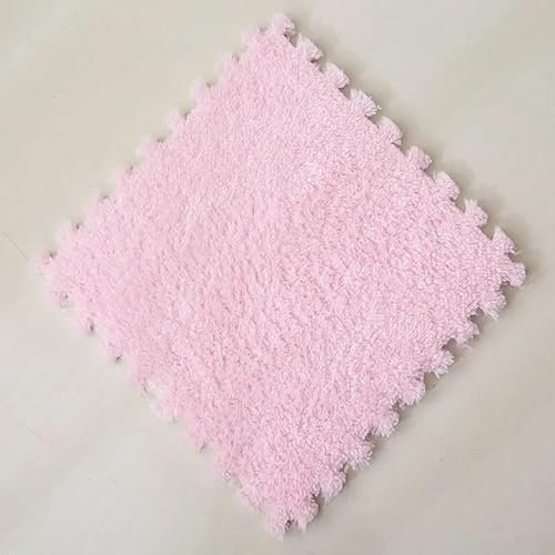 HZLXF1 30 * 30 cm weiche Plüschmatte, ineinandergreifende Teppichfliesen for Zuhause, Schlafzimmer, Yoga, Raum, Fitnessstudio, Spiel(Pink)