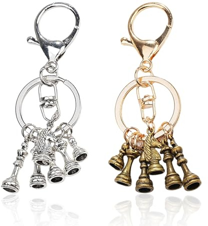 Porte-Clés d'Échecs avec Fermoir Mousqueton - Pendentif 2 Pièces Créatif - Cadeau pour Les Amateurs