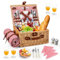MINENICE Cesta Picnic 4 Personas, Set de Picnic de Mimbre con Bolsa Aislante, Manta de Picnic Impermeable y Juego de Cubiertos, Cesta de Picnic para Camping, Rosa