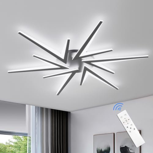 YOLEDY Wohnzimmerlampe Decke Dimmbar, Deckenlampe Led Wohnzimmer und Fernbedienung, Moderne Deckenleuchten für Wohnbereich, Schlafzimmer, 92cm, Black