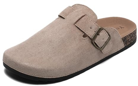 Clogs für Damen und Herren, Leder Hausschuhe mit Fußbett, Geschlossene Pantoletten und Gartenschuhe Sommer Sandalen in den Größen 35-45