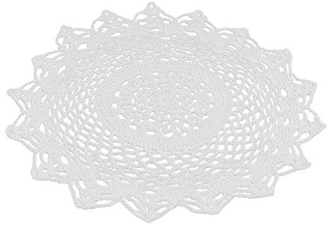 Napperon de table en dentelle de coton crochet blanc en forme de fleur 30 cm
