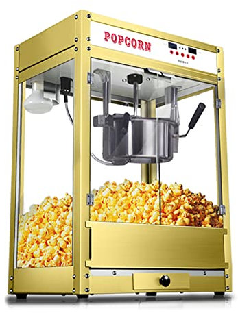 Máquina para hacer palomitas de maíz con aire caliente, sin aceite y fácil de limpiar, para refrigerios saludables y sin grasa, ideal para noches de cine, pijamadas y fiestas infantiles (dorada)