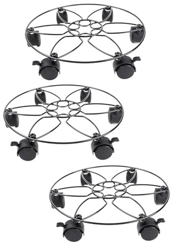 Rolleros de plantas con ruedas, rodantes de plantas con ruedas - Plantilla de planta de carro de flores de plantador rodante | Pallet de plantador de metal de servicio pesado 3x con 6 ruedas para mace