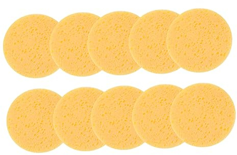 EXQUIMEUBLE 10 Stück Gelbe Make Up Schwämme aus Zellulose Hautpflegeschwämme zum Abschminken und Gründlichen Reinigen der Hautporen Geeignet für Hauttypen