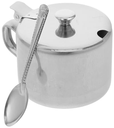 ROMISBABA Contenedor De Acero Inoxidable Para Condimentos Con Tapa y Cuchara Azucarero Hermético Mediano Para Cocina y Restaurante Recipiente Para Sal y Especias Conserva Frescura y Orden