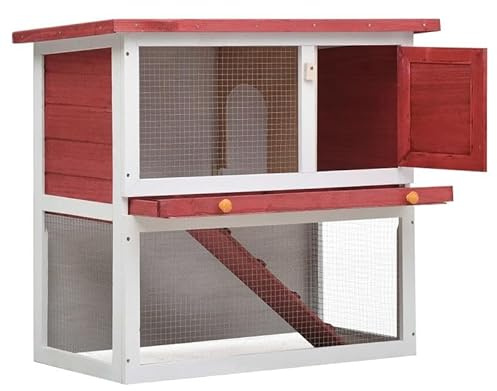 Casetta per conigli in legno con 1 porta – habitat robusto e durevole per piccoli animali – Ideale per conigli, porcellini d'India & Co. – Presa sicura in giardino o a casa