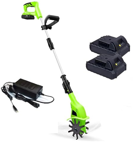 BOOZXCV Motoculteur de Jardin électrique,Cultivateurs Électrique sans Fil, léger,Motoculteurs de Jardin sans Fil Cultivateur électrique avec Batterie au Lithium et Chargeur Rapide pour Le Jardin