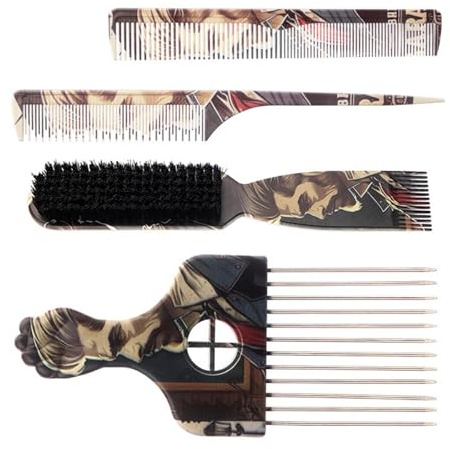 Juego de 4 peines de pelo con diseño único, tenedor de dientes de metal para peluquería y peinado