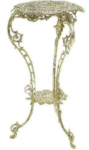 Massiver Messing-Beistelltisch – Handgefertigt in Italien | Ø 44 cm | Höhe 76 cm Beistelltisch Messing Blumenständer Rund Telefontisch Jugendstil Pflanzenständer Gold
