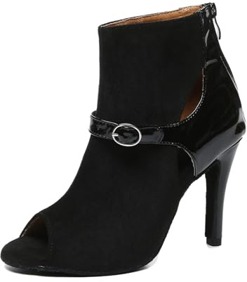 MINITOO Mujeres Bailando Sandalias Latinas Salón Baile Zapatos de Baile Botas de Noche, L644 Negro 9 8cm Tacón, 40.5 EU