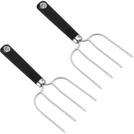 NUOBESTY 2 pièces Fourchettes Acier Inoxydable pour Barbecue Fourchettes à Viande Robustes à Pointes Outils de Cuisine pour Levage et Découpe de Dinde Lot