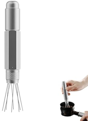Aoresac Herramienta Mezcladora de café Magnética Ajustable Diseño Compacto con 8 Agujas de Repuesto Mezclador café en Polvo Alto Rendimiento para una Extracción Sabores Intensos (Plata T6189S)