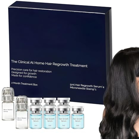 Kit de repousse des cheveux, 8 pièces, stimulateur de racines et solution de soin du cuir chevelu avec 2 appareils à micro-aiguilles pour femmes et hommes, croissance des cheveux, voyage, maison, spa