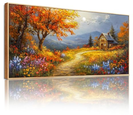 SERIMINO Cuadros Decoracion Flores Paisajes Marcos Grandes 50x100 cm | Diseño Flores Bosque Montañas; Bastidor Madera Maciza; Impresión Hd; Instalación Fácil, Multiespacio, Regalo Ideal