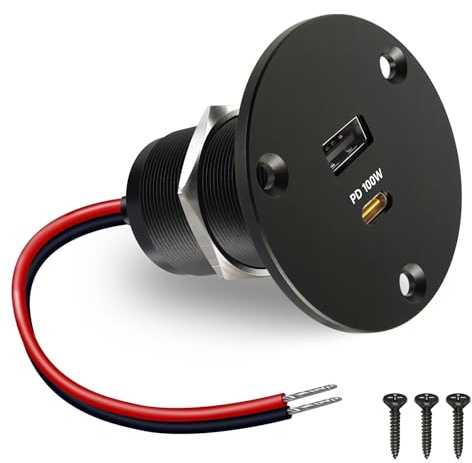 Obeaming Presa USB 12V Camper, Alluminio Presa USB-C 100W & USB-A QC3.0 18W Caricatore Carica Rapida per Laptop, per Roulotte Barca Camion Auto, 1 Pezzo
